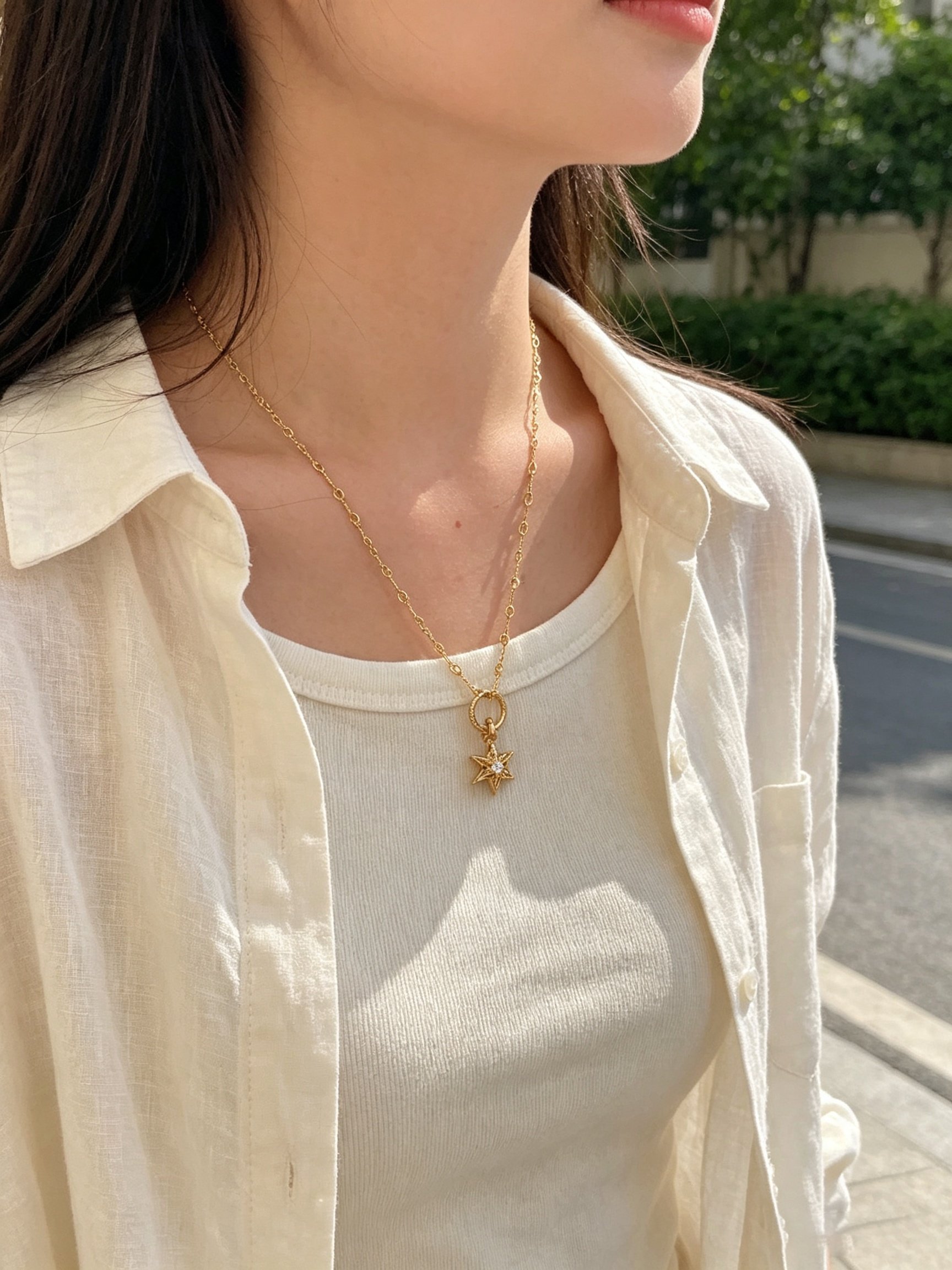 Gold Solid Pendant Necklace
