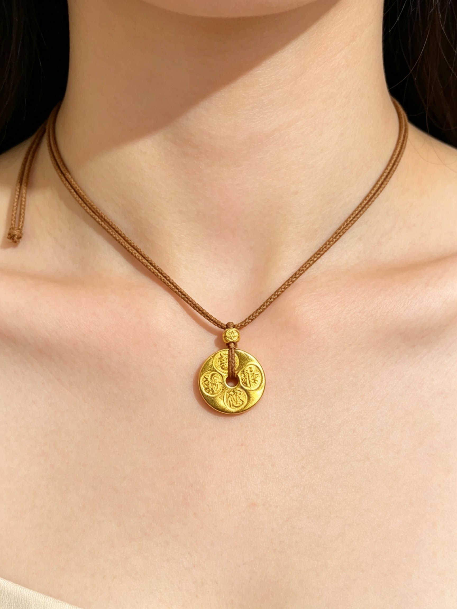 Gold Graphic Pendant Necklace