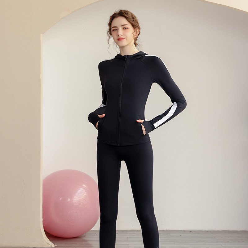 Black Activewear Zip-Up Hoodie Jacket