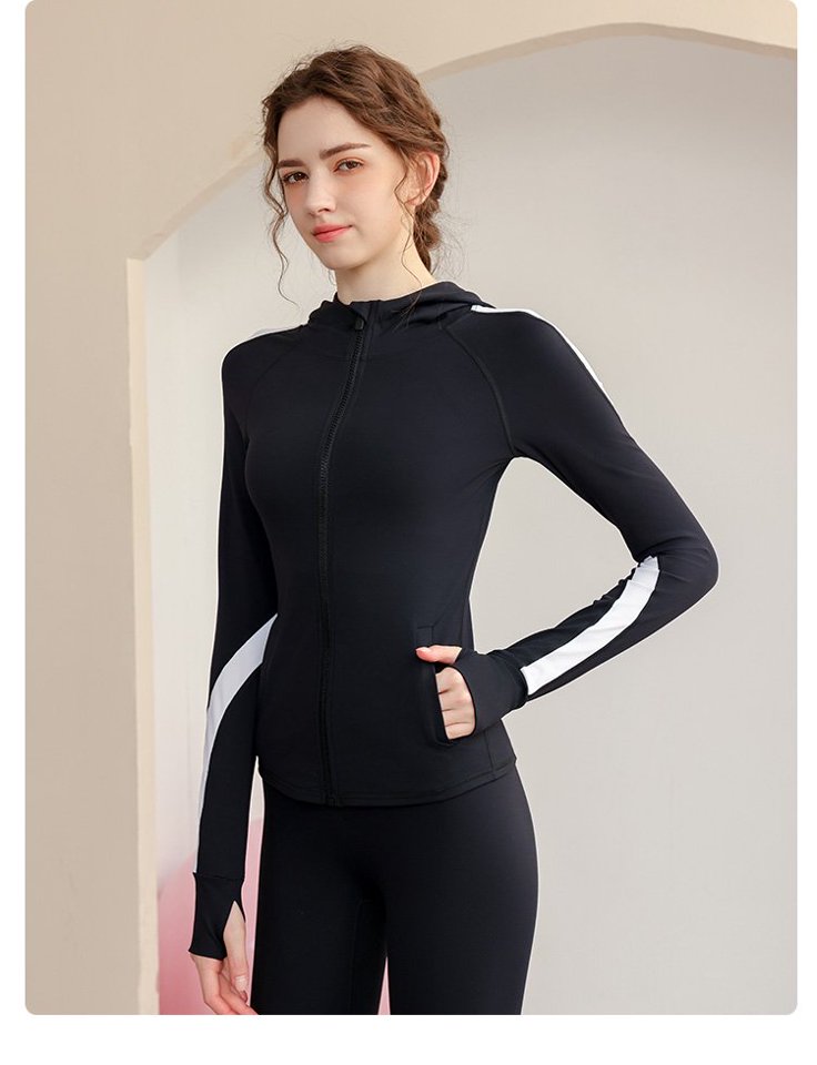 Black Activewear Zip-Up Hoodie Jacket