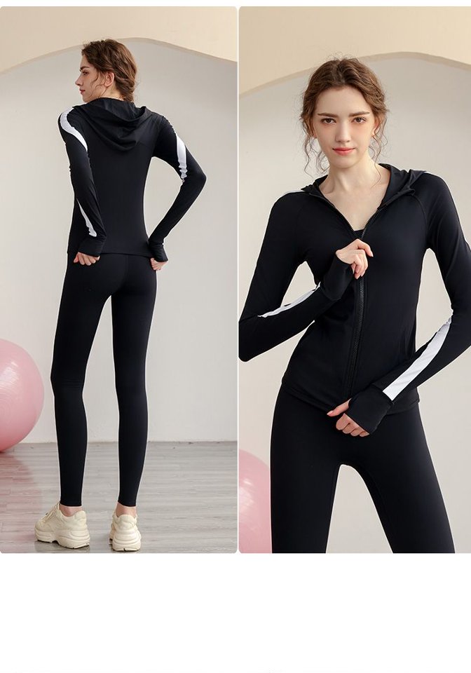 Black Activewear Zip-Up Hoodie Jacket