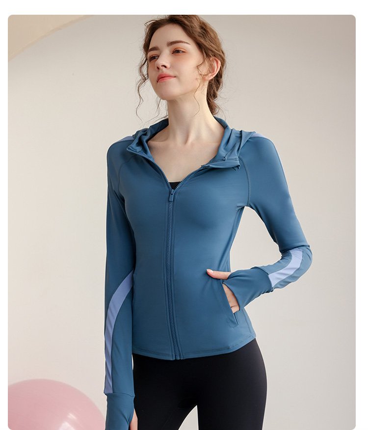 Dark Blue Activewear Zip-Up Hoodie