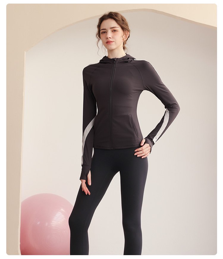 Coffee Brown Activewear Zip-Up Hoodie Jacket