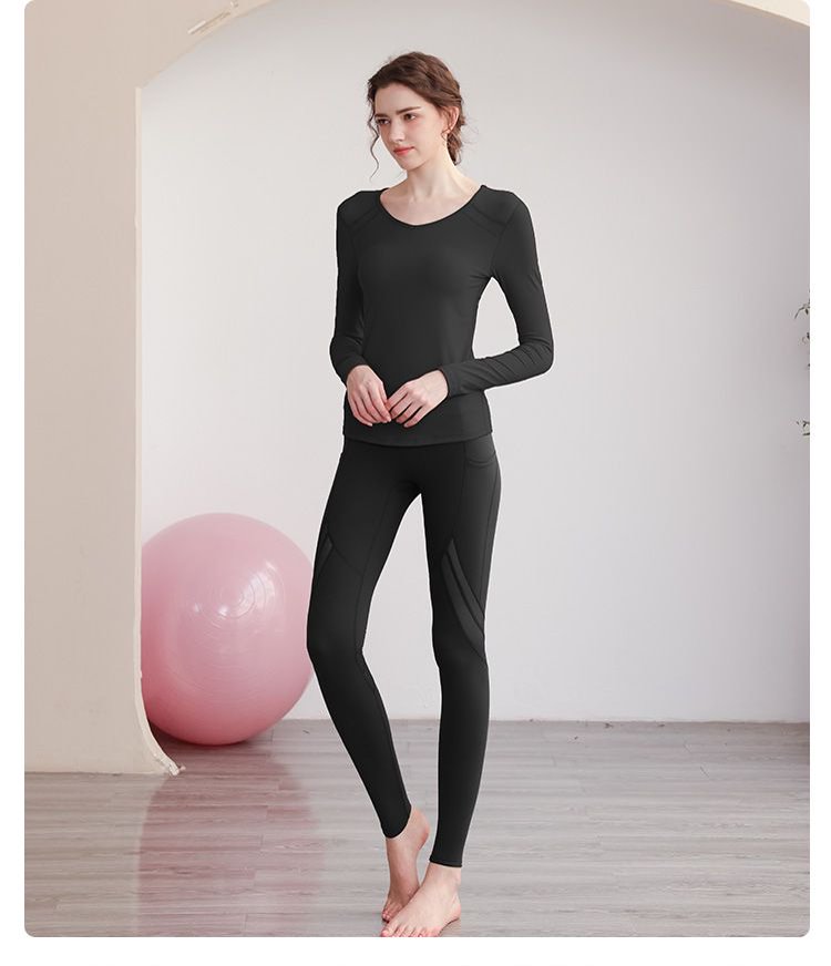 Black V-Neck Long Sleeve Activewear Top