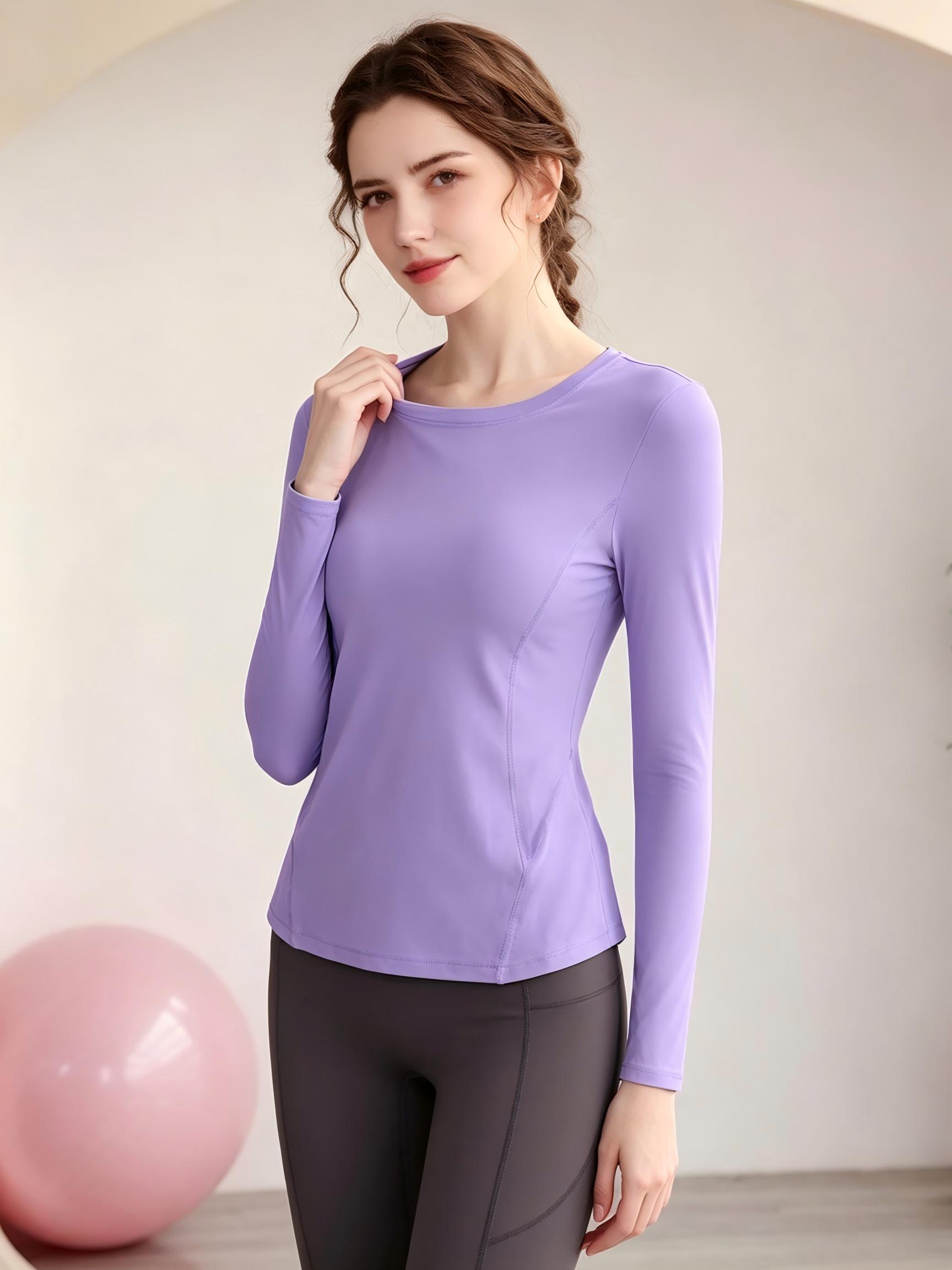 Lilac Long Sleeve Athletic Active Top