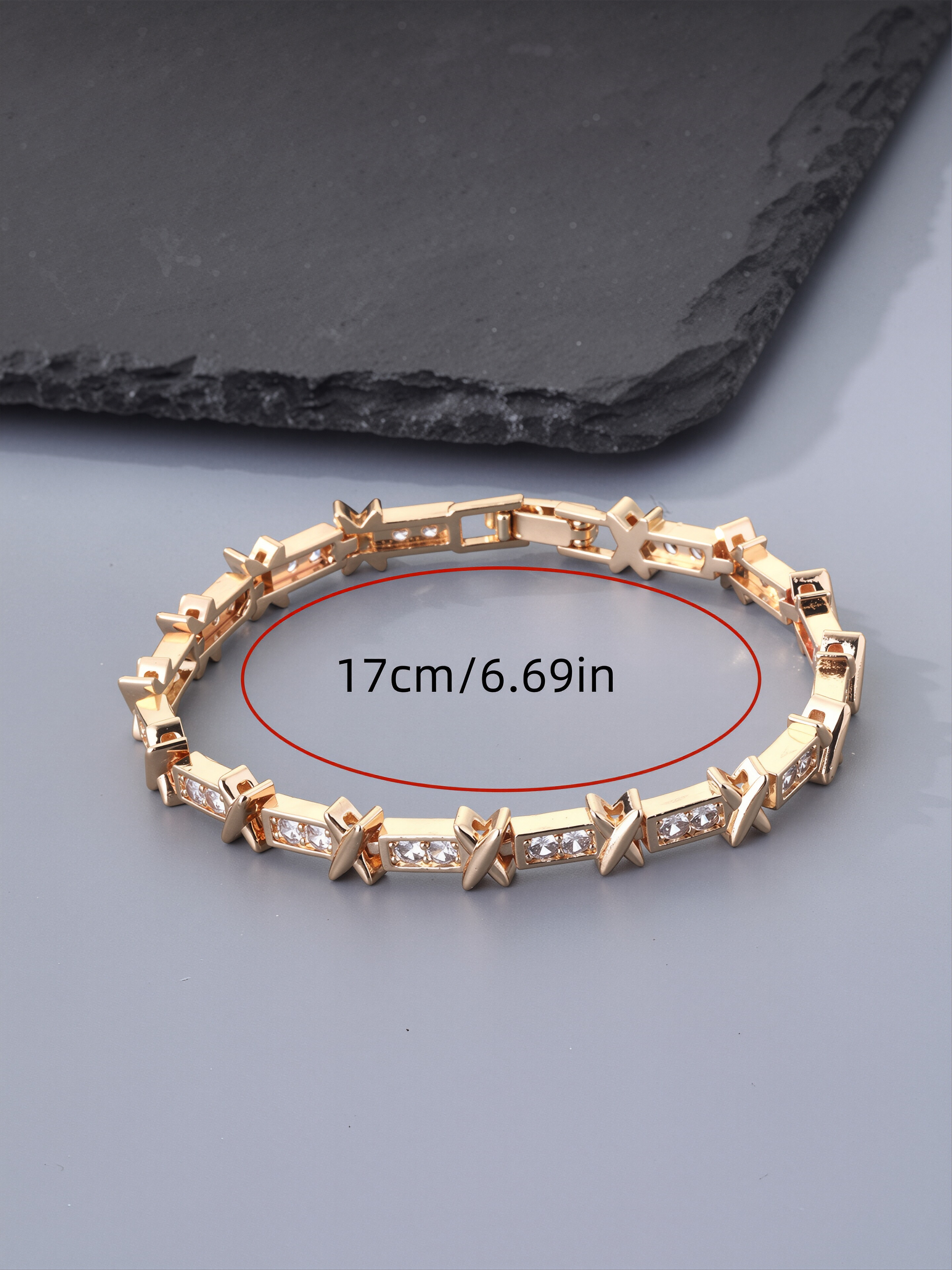 Gold Cubic Zirconia Cross Bracelet
