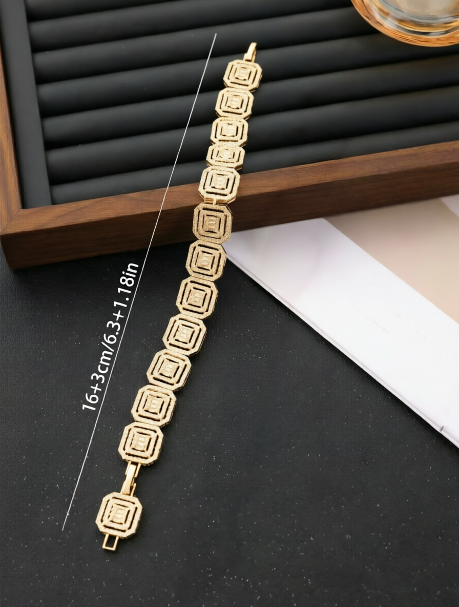 Gold Cubic Zirconia Square Bracelet