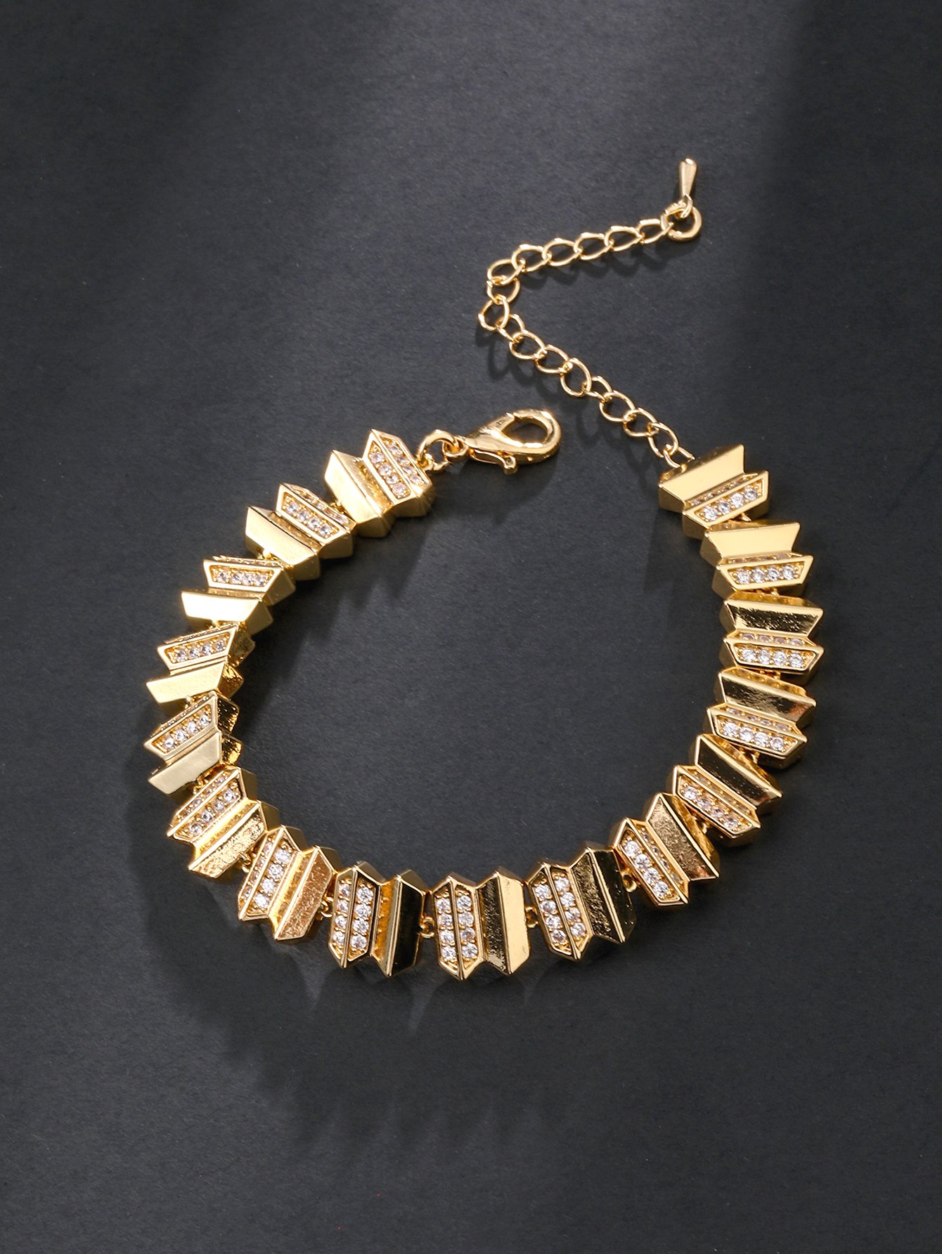 Gold Cubic Zirconia Honeycomb Bracelet