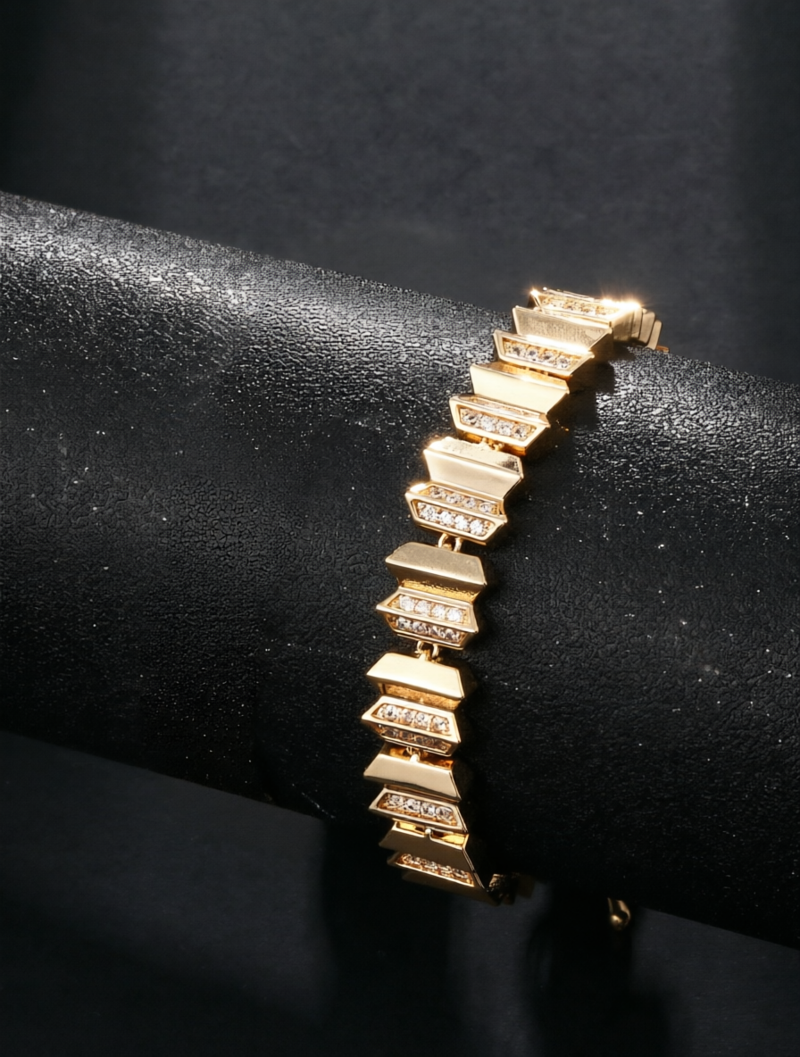 Gold Cubic Zirconia Honeycomb Bracelet