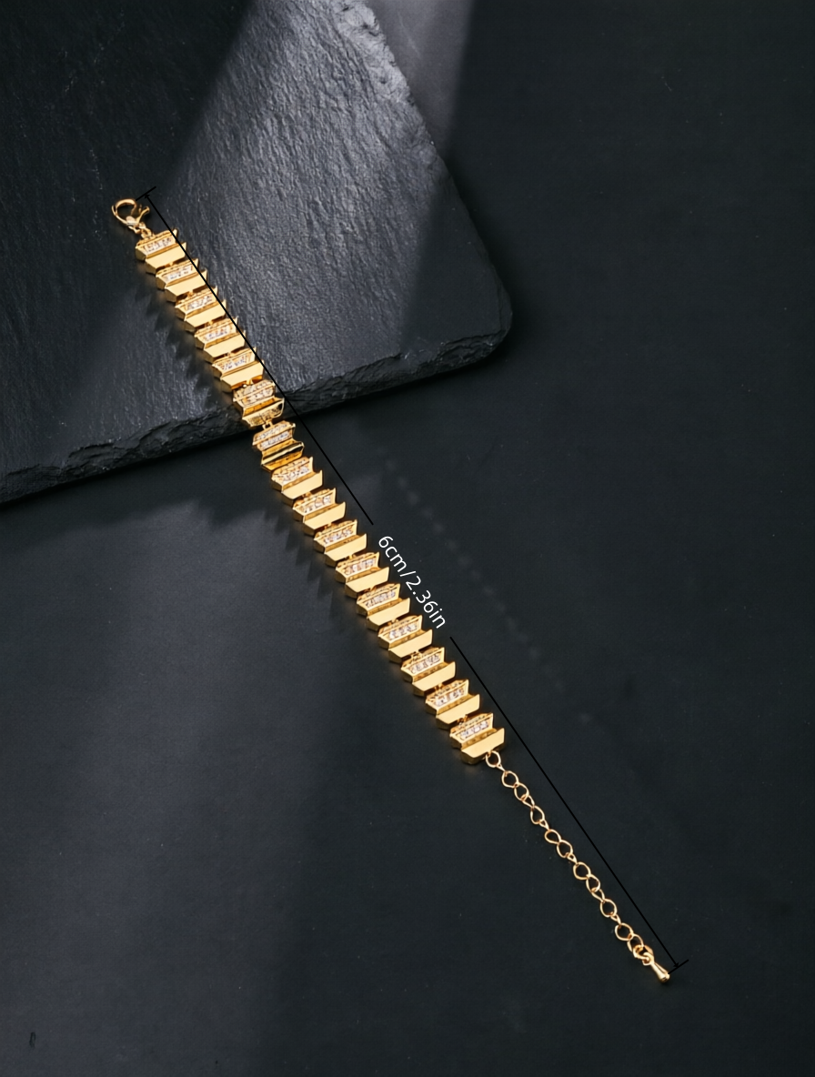 Gold Cubic Zirconia Honeycomb Bracelet