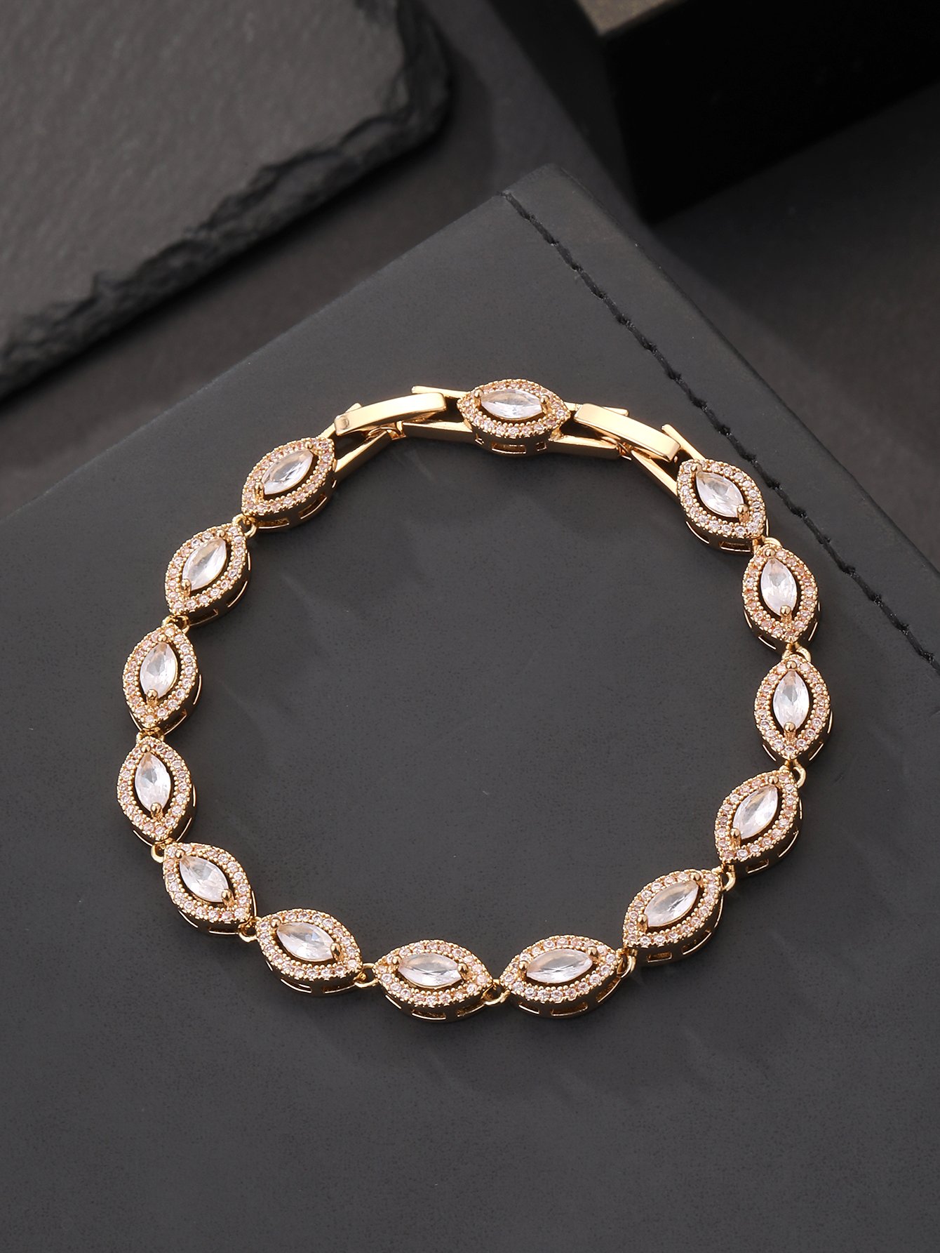 Gold Cubic Zirconia Beaded Bracelet
