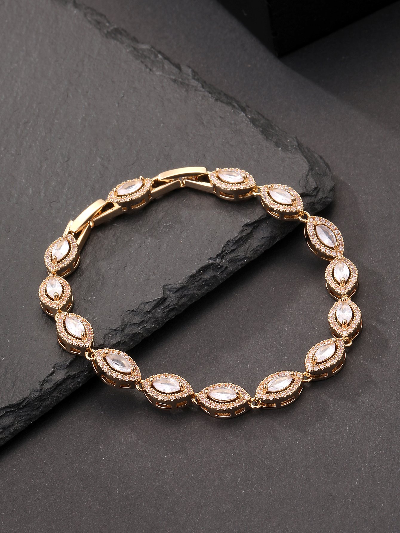 Gold Cubic Zirconia Beaded Bracelet