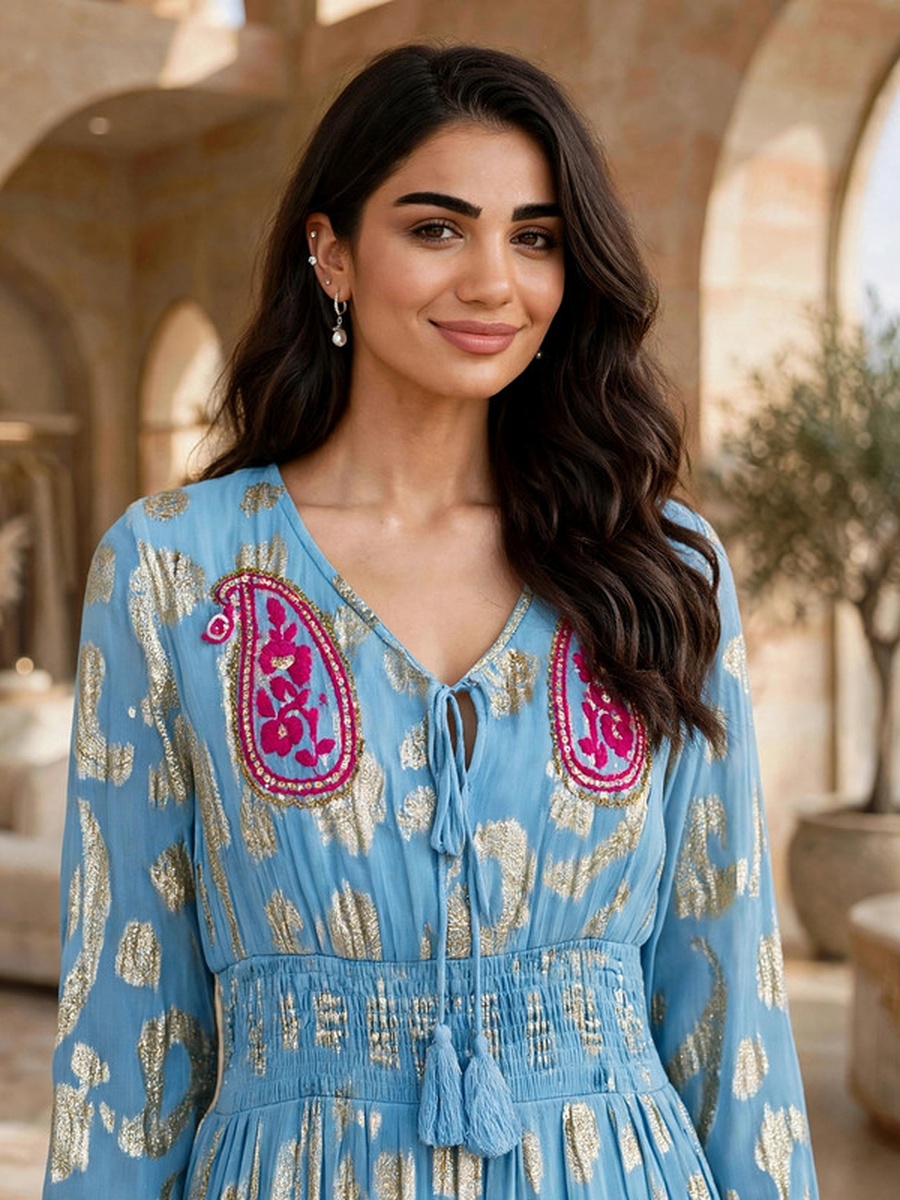 Blue Boho Grace Tiered Maxi Dress