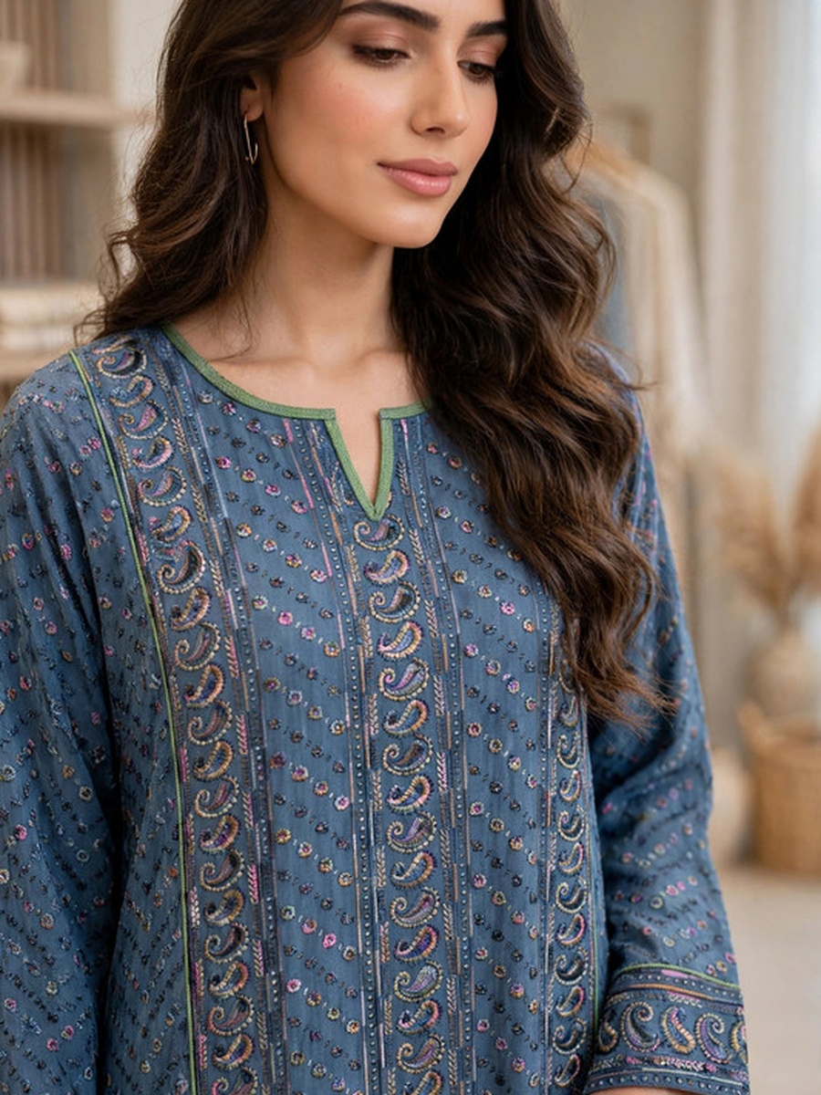 Grey Paisley Royal Threads Jalabiya