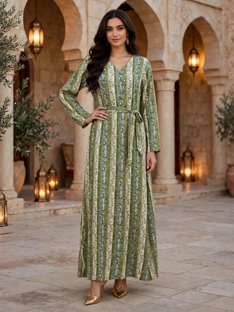 Green Blooming Grace Floral Jalabiya