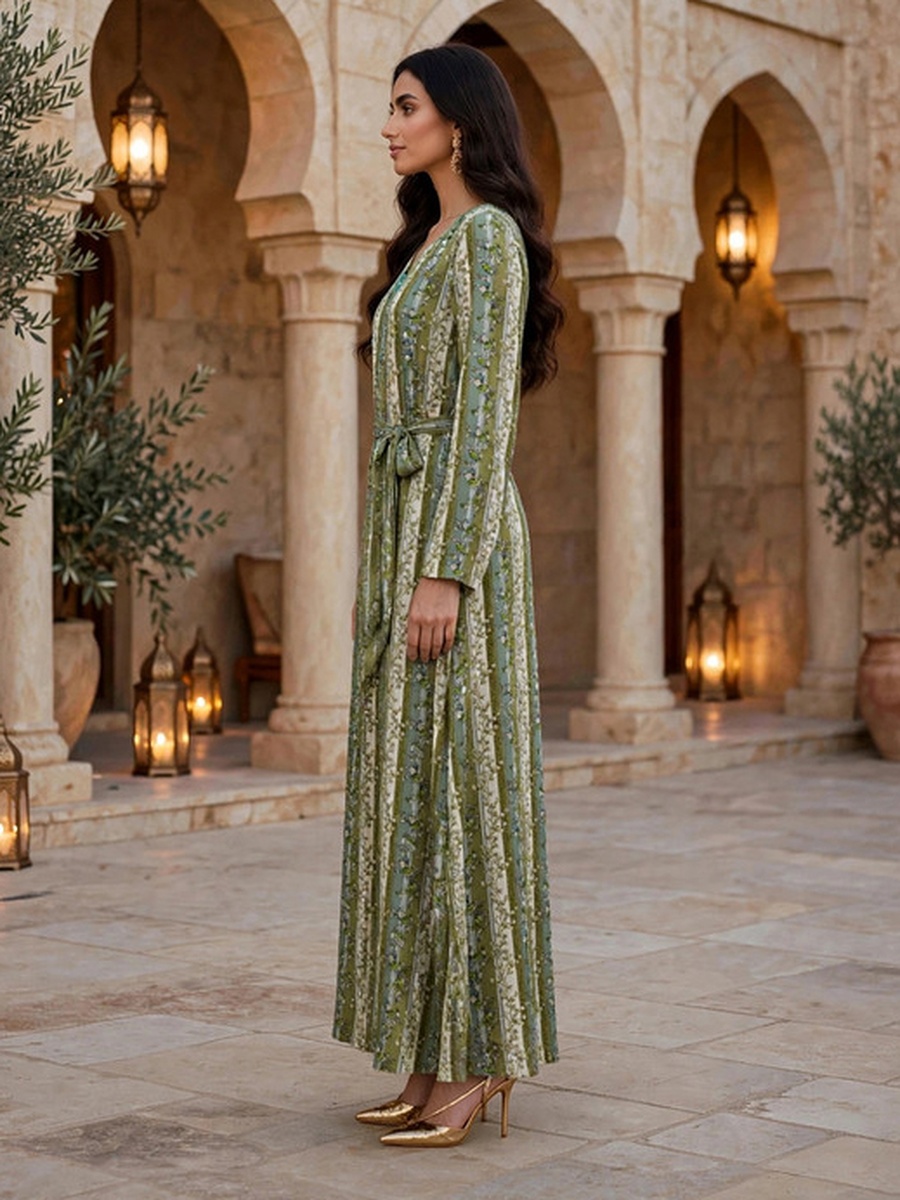 Green Blooming Grace Floral Jalabiya