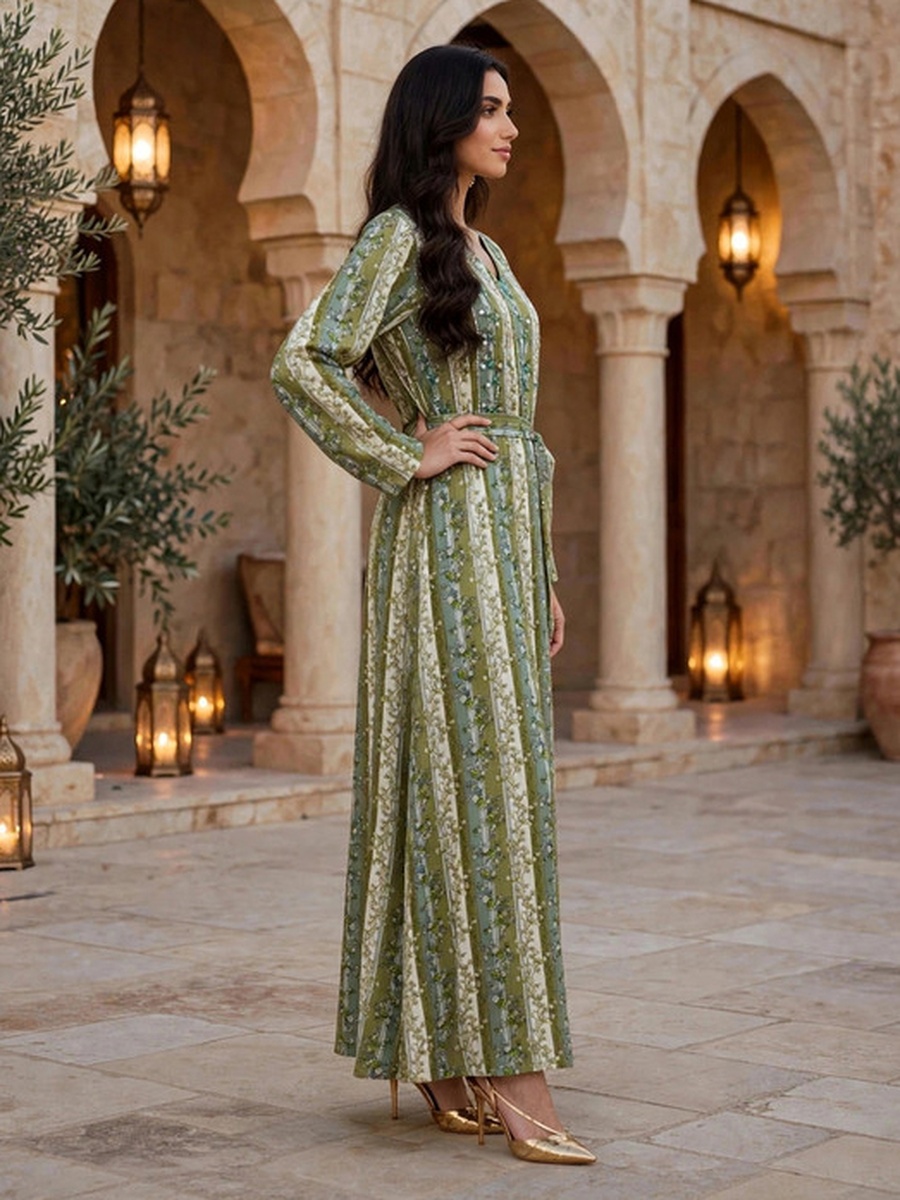 Green Blooming Grace Floral Jalabiya