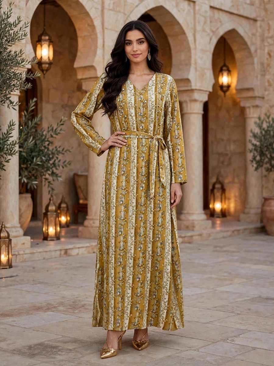 Yellow Blooming Grace Floral Jalabiya