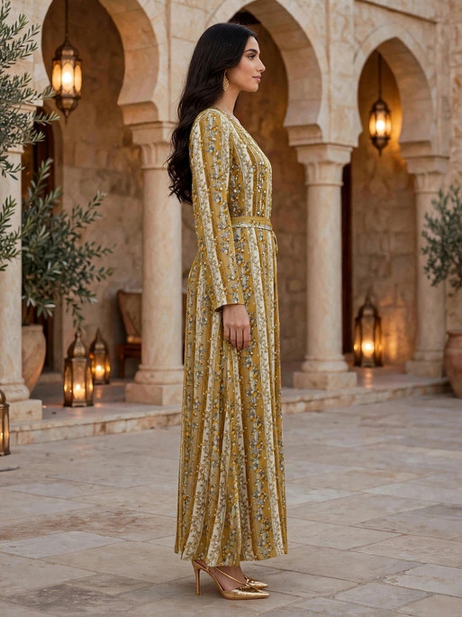 Yellow Blooming Grace Floral Jalabiya