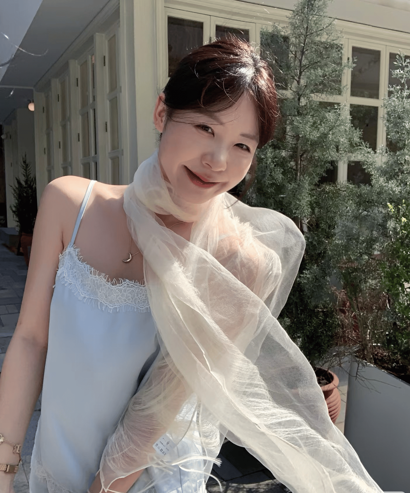 Off White Solid Scarf