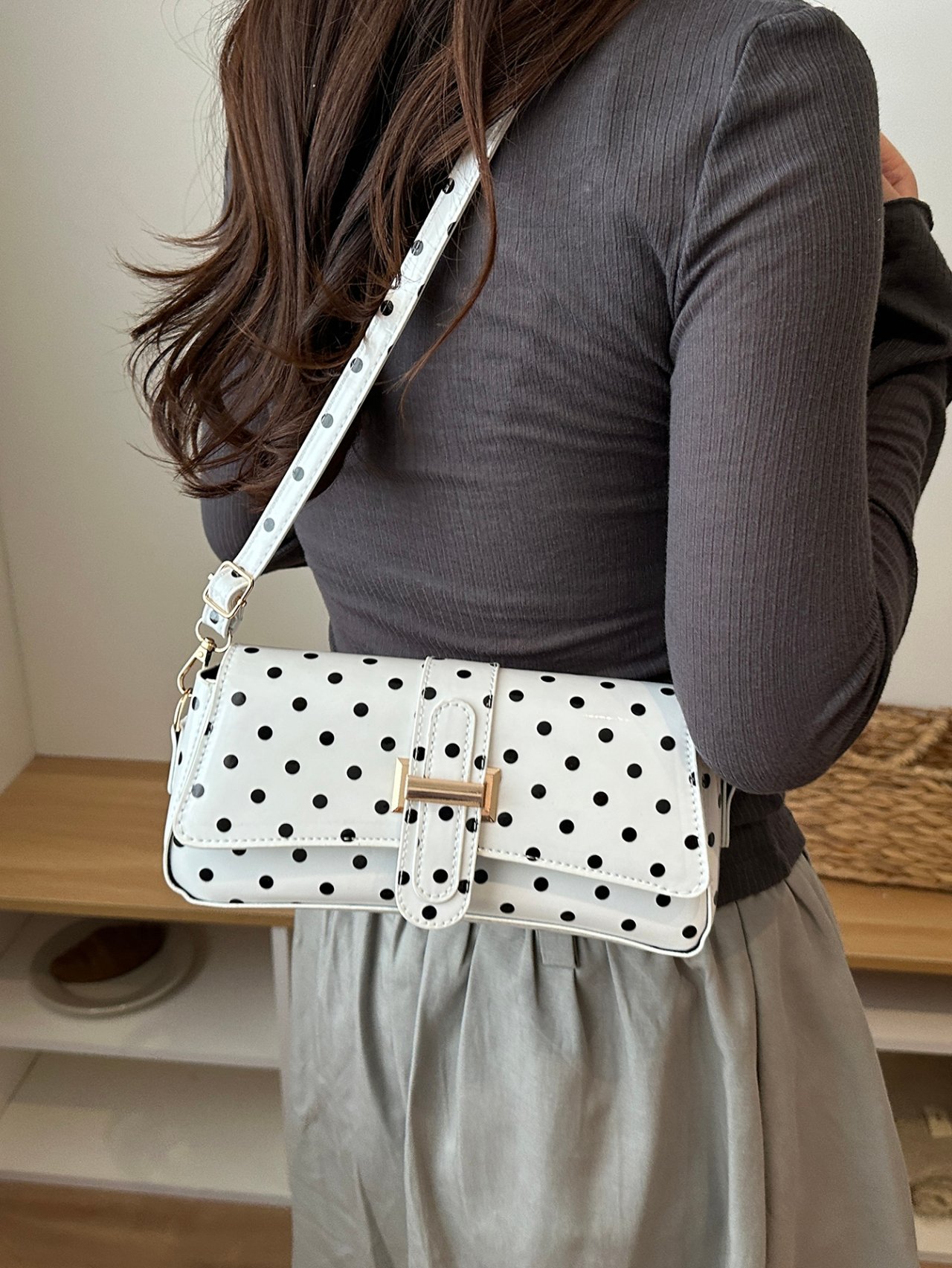 White Polka Dot Shoulder Bag