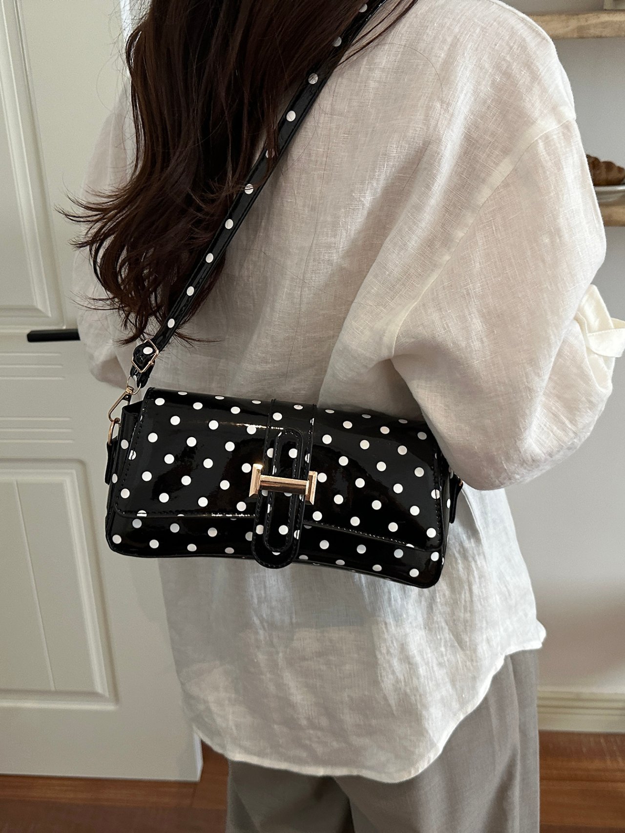 Black Polka Dot Shoulder Bag
