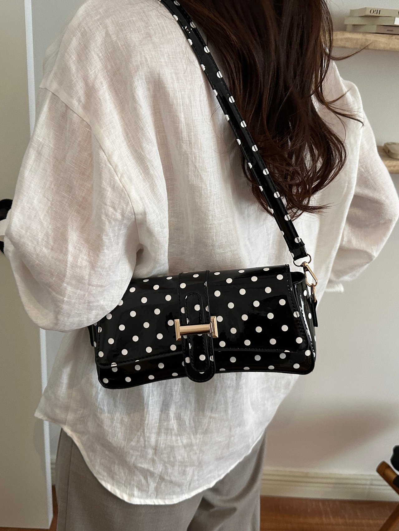 Black Polka Dot Shoulder Bag