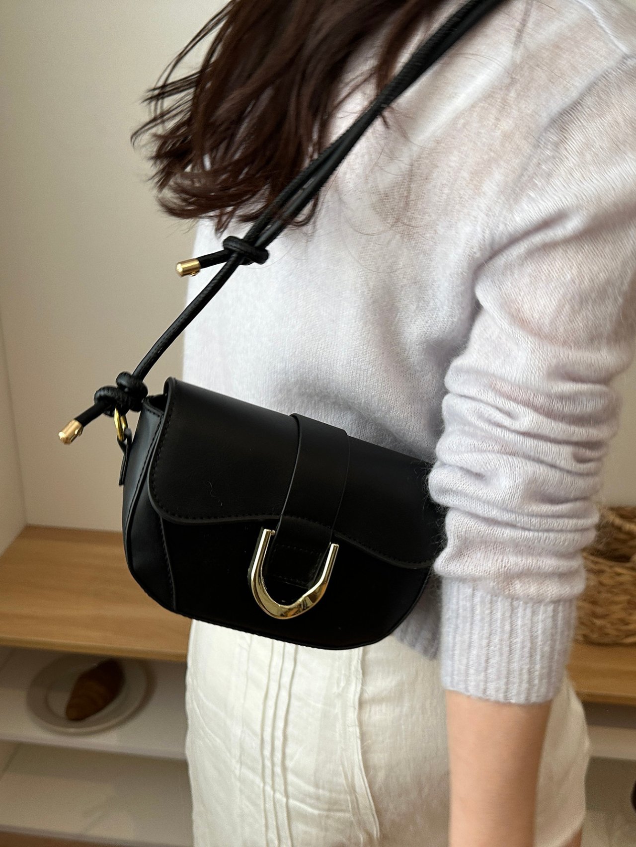 Black Crescent Shoulder Bag