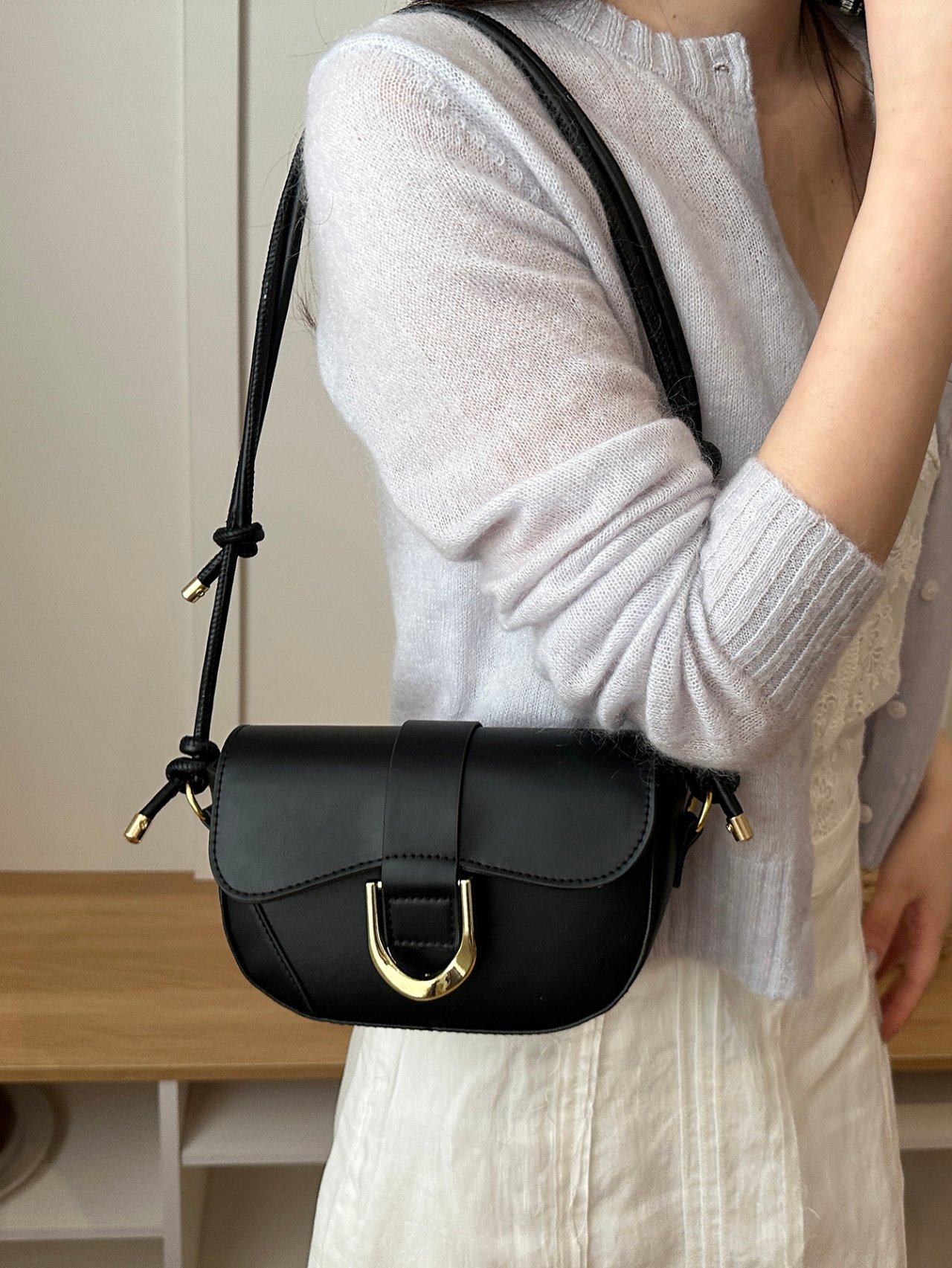 Black Crescent Shoulder Bag