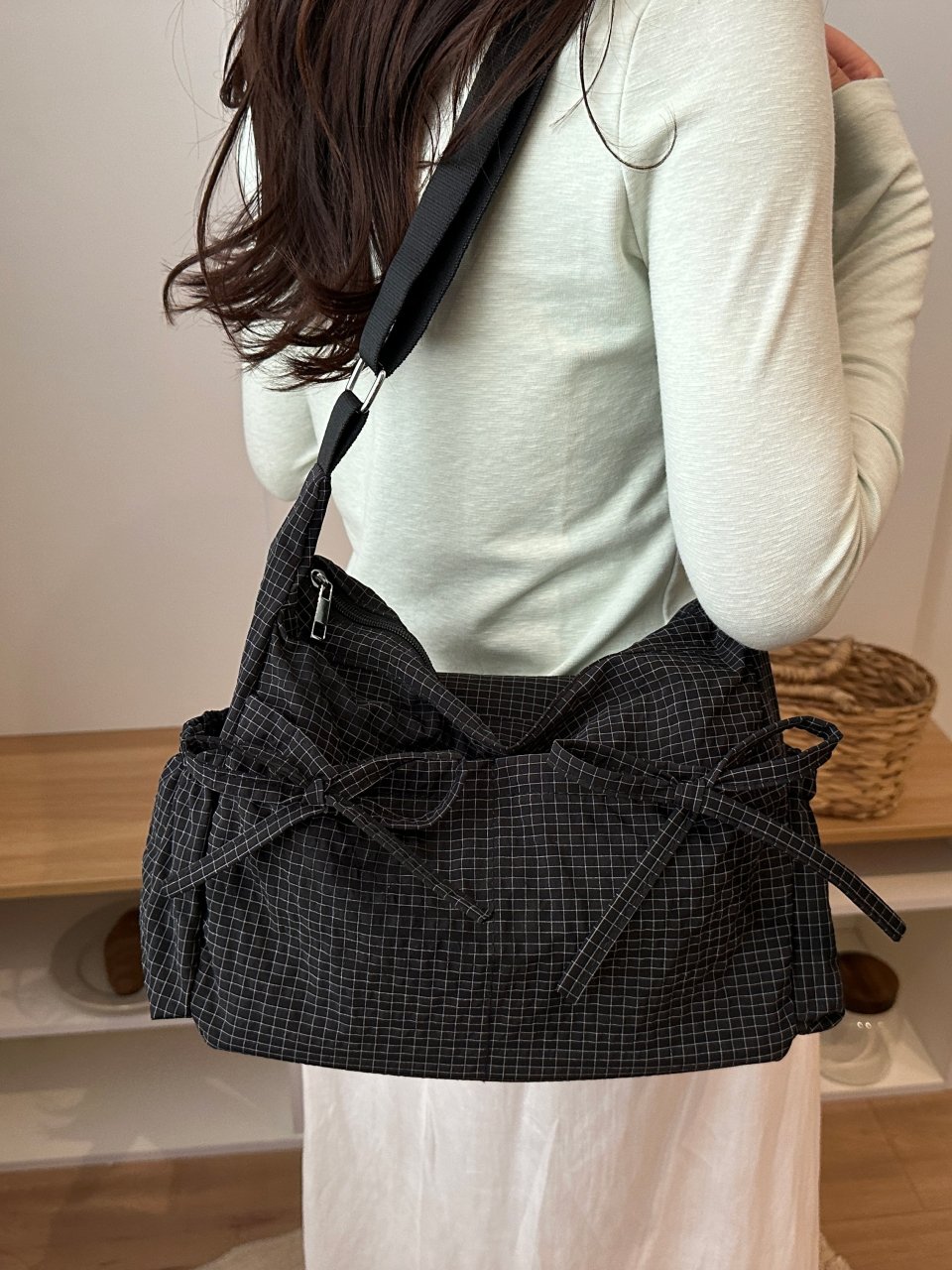 Black Gingham Shoulder Bag