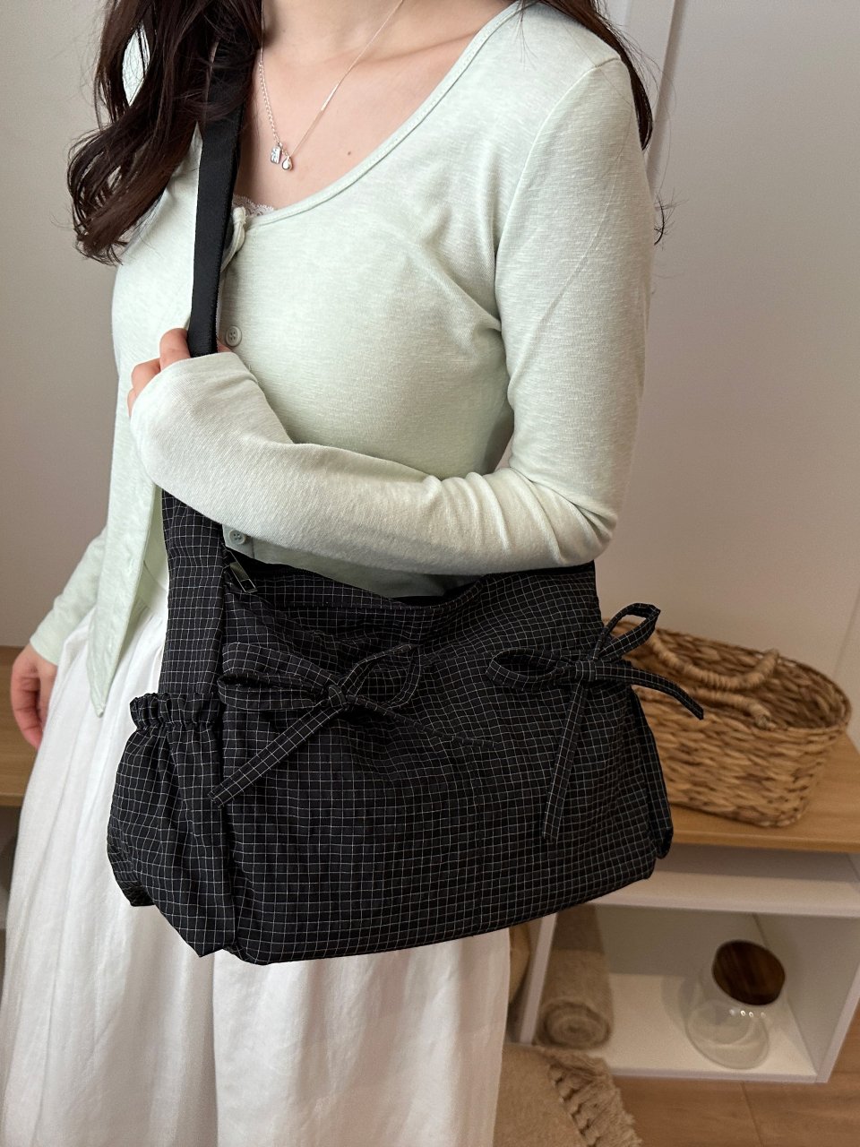 Black Gingham Shoulder Bag