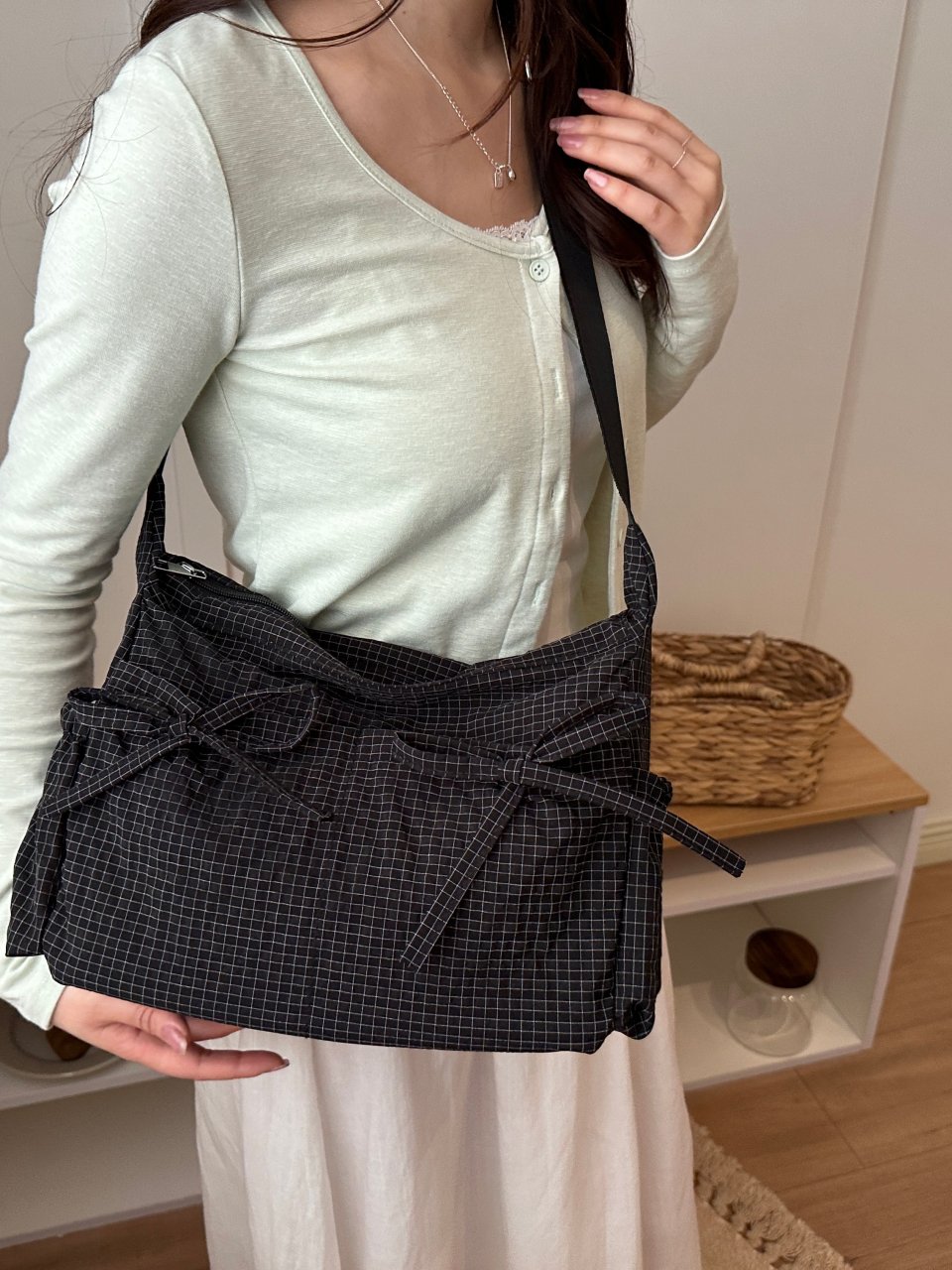 Black Gingham Shoulder Bag
