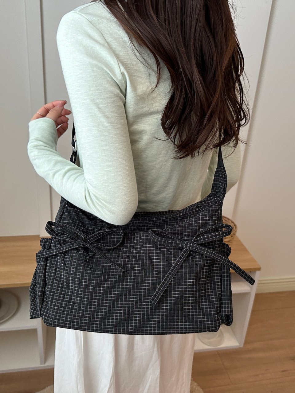 Black Gingham Shoulder Bag