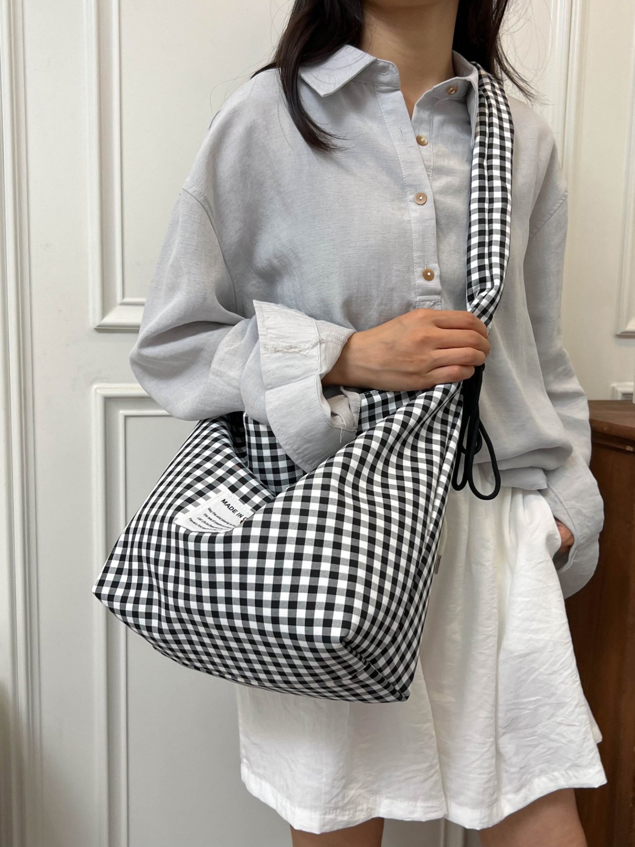 Black Gingham Shoulder Bag