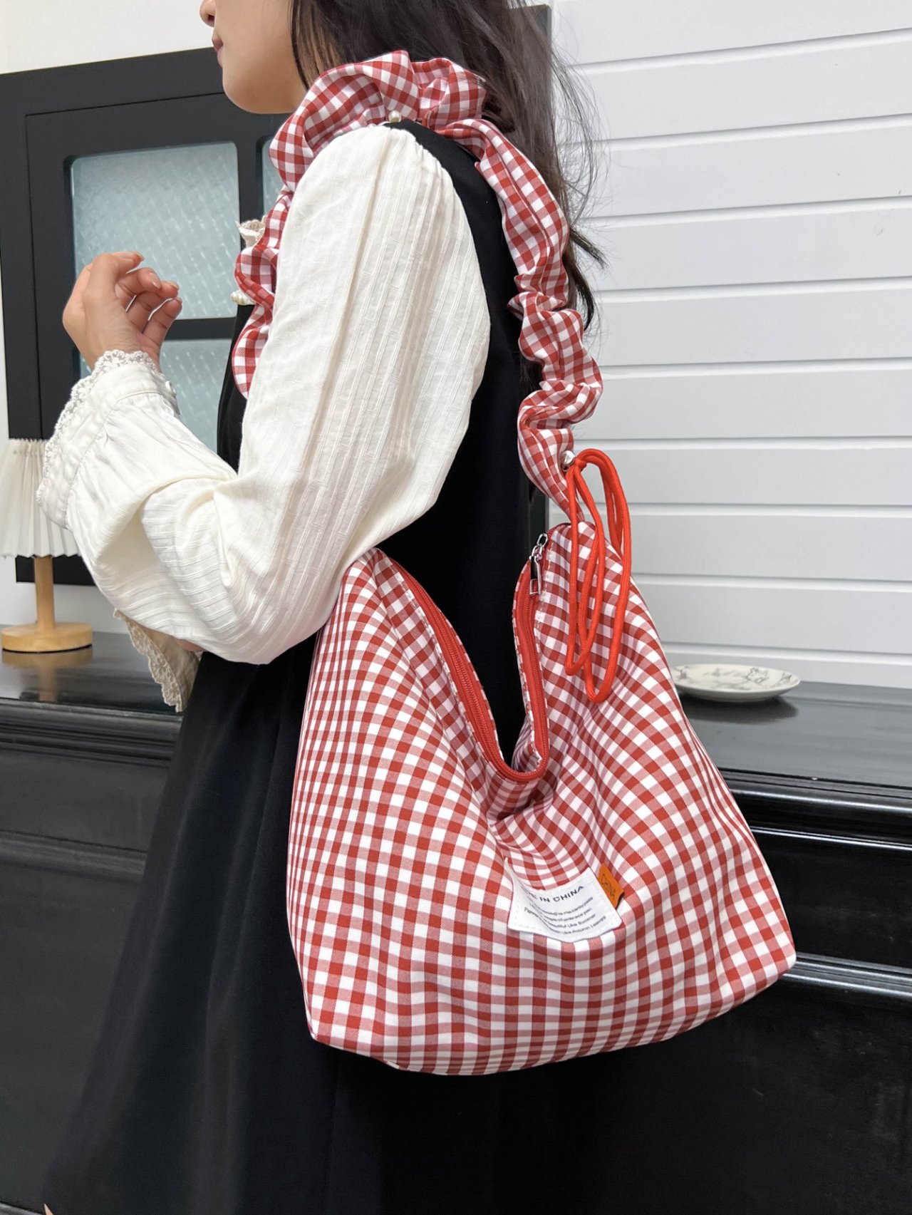 Red Gingham Shoulder Bag