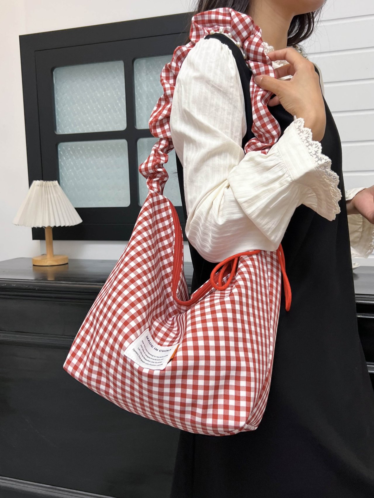 Red Gingham Shoulder Bag