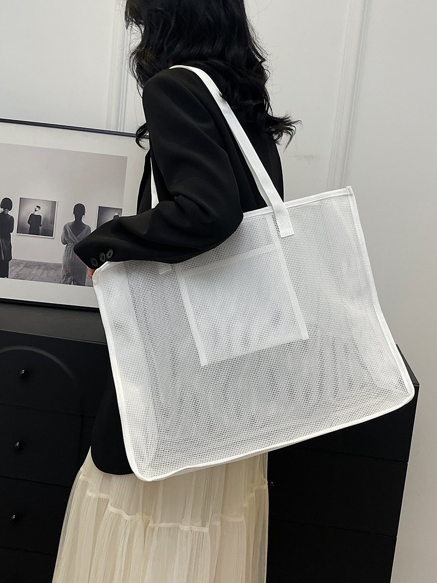 White Mesh Tote Shoulder Bag