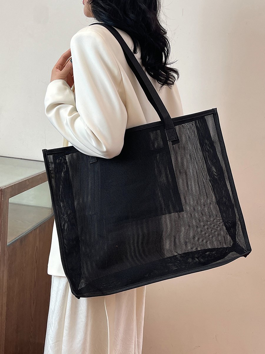 Black Mesh Tote Shoulder Bag