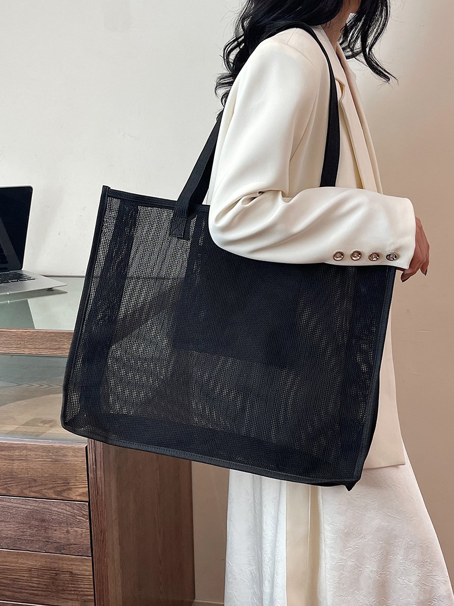 Black Mesh Tote Shoulder Bag