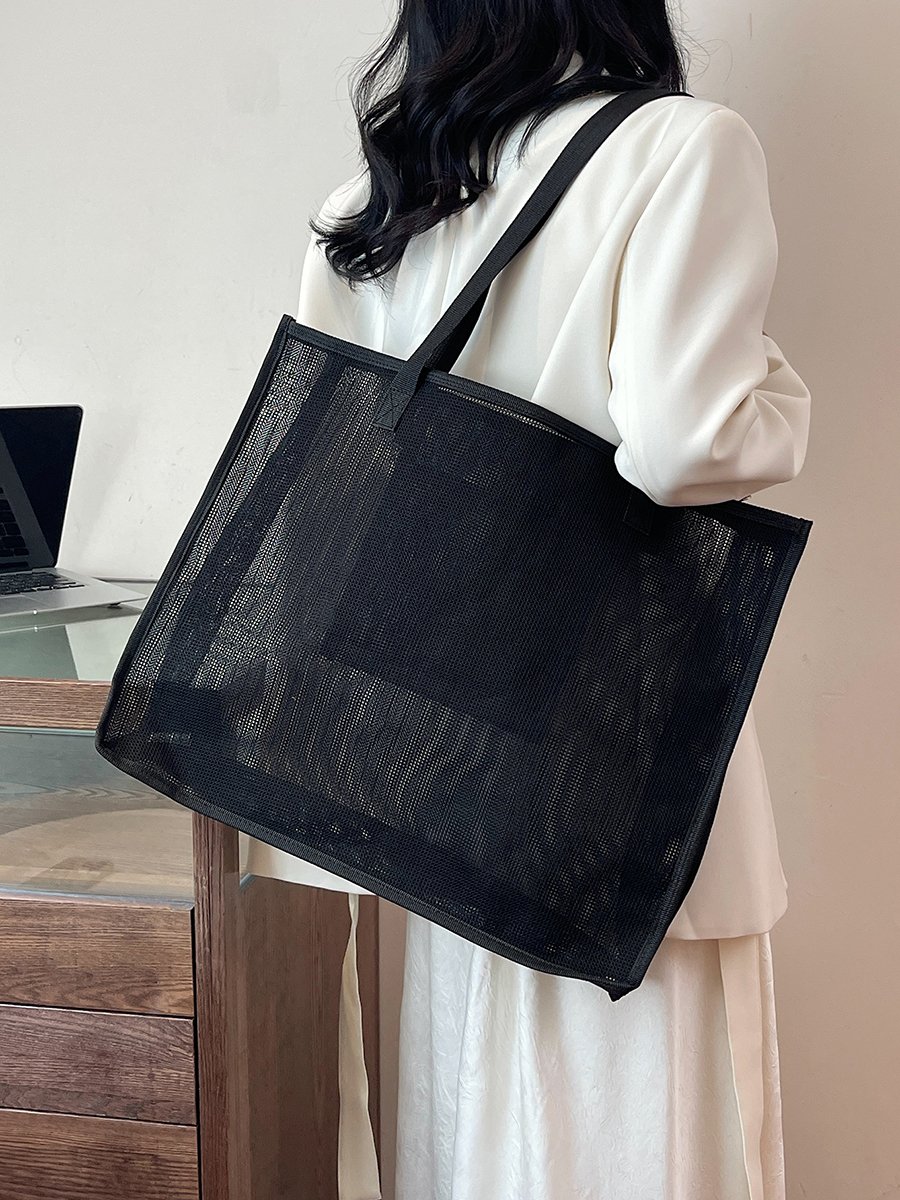 Black Mesh Tote Shoulder Bag