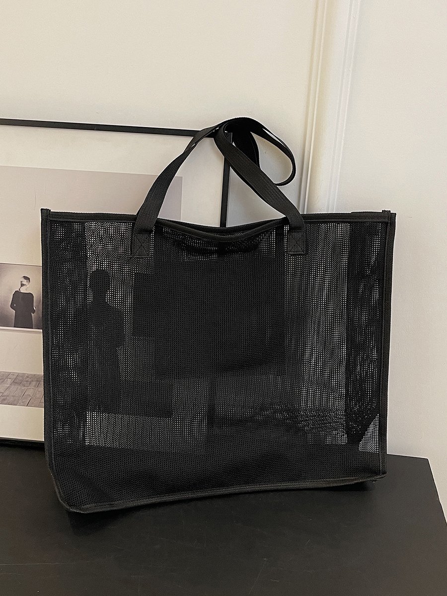 Black Mesh Tote Shoulder Bag