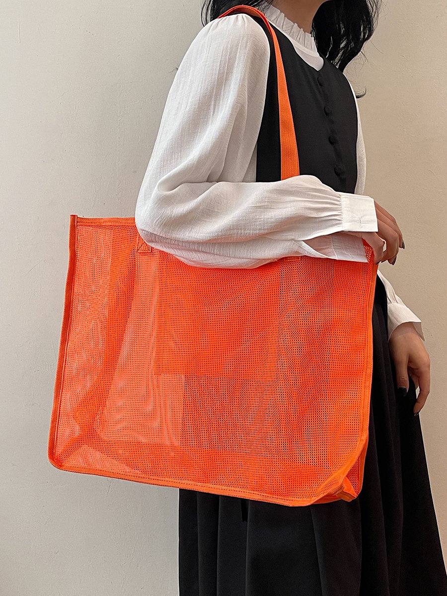 Orange Mesh Tote Shoulder Bag
