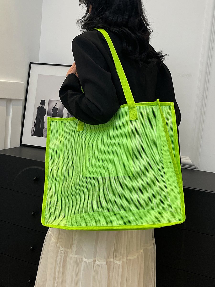 Neon Green Mesh Tote Shoulder Bag