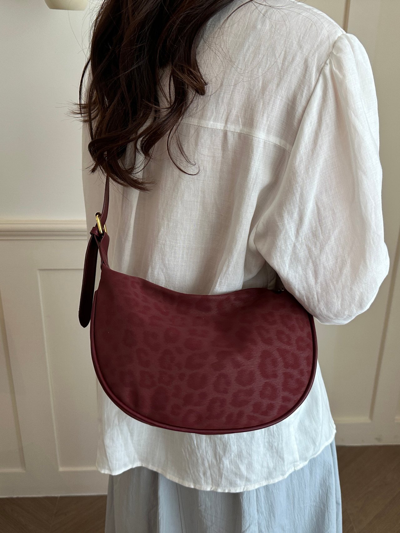 Burgundy Leopard Print Crossbody Bag