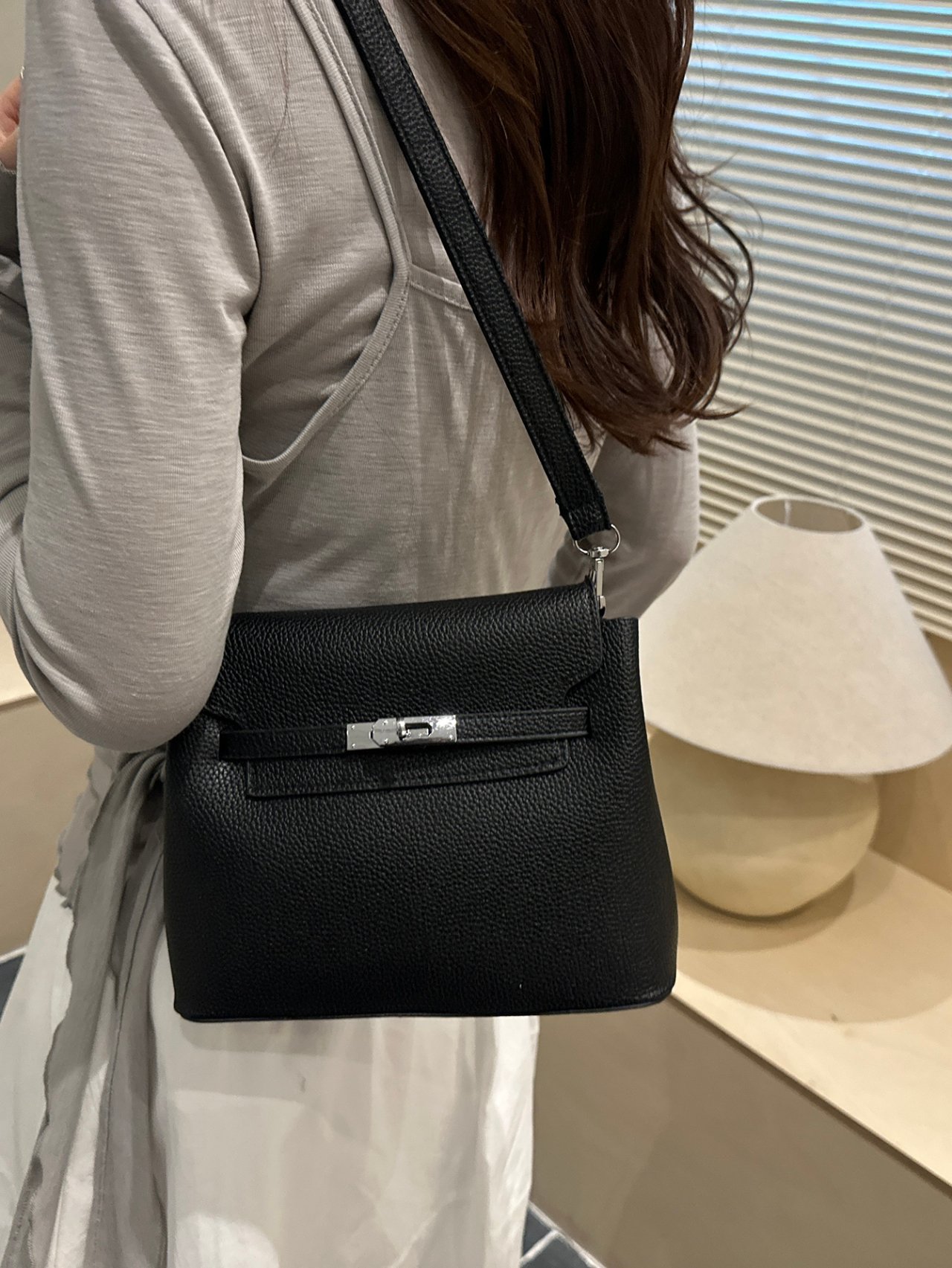 Black Pebbled Faux Leather Crossbody Bag