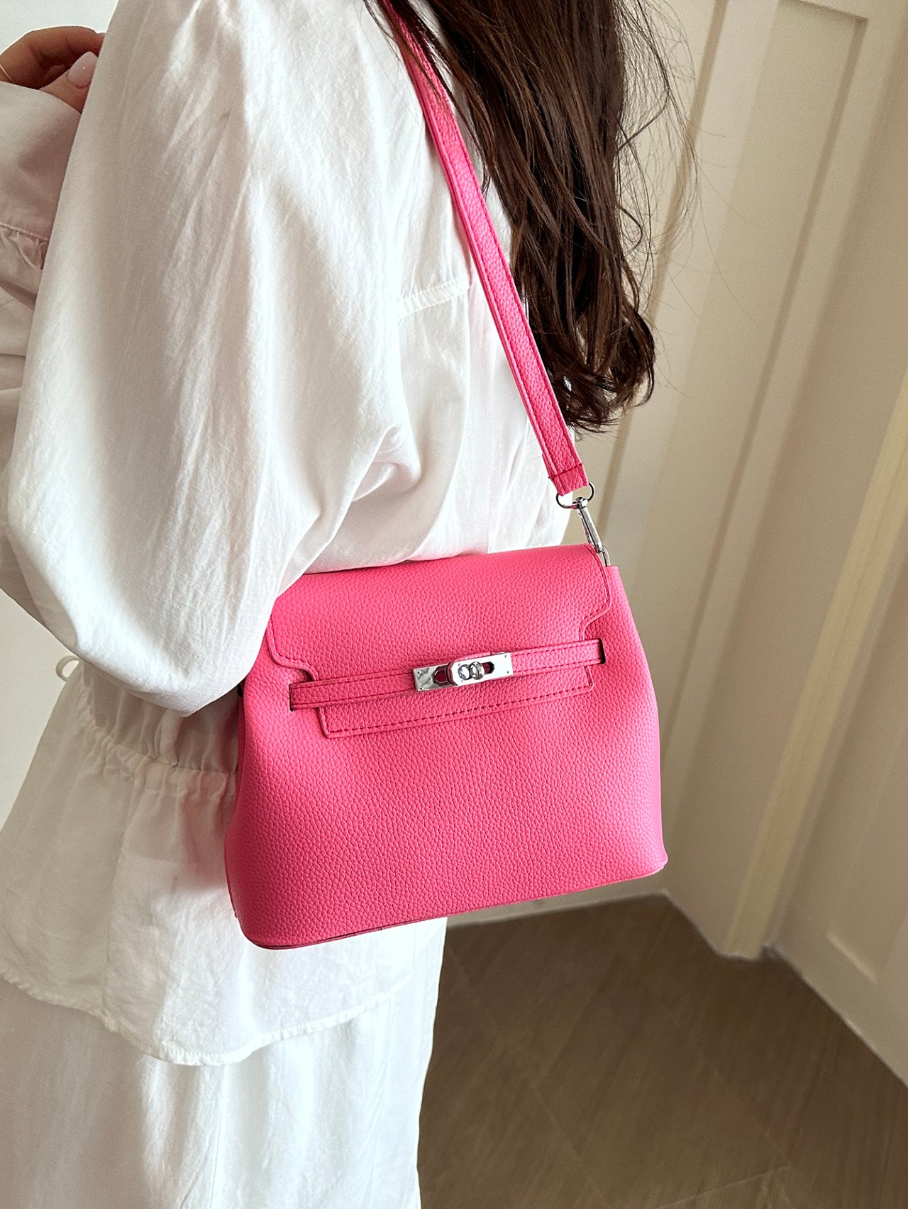 Pink Flap Crossbody Bag