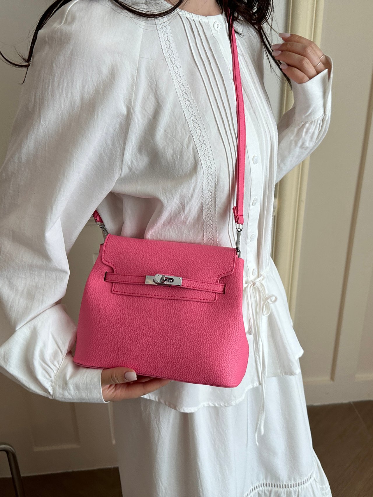Pink Flap Crossbody Bag