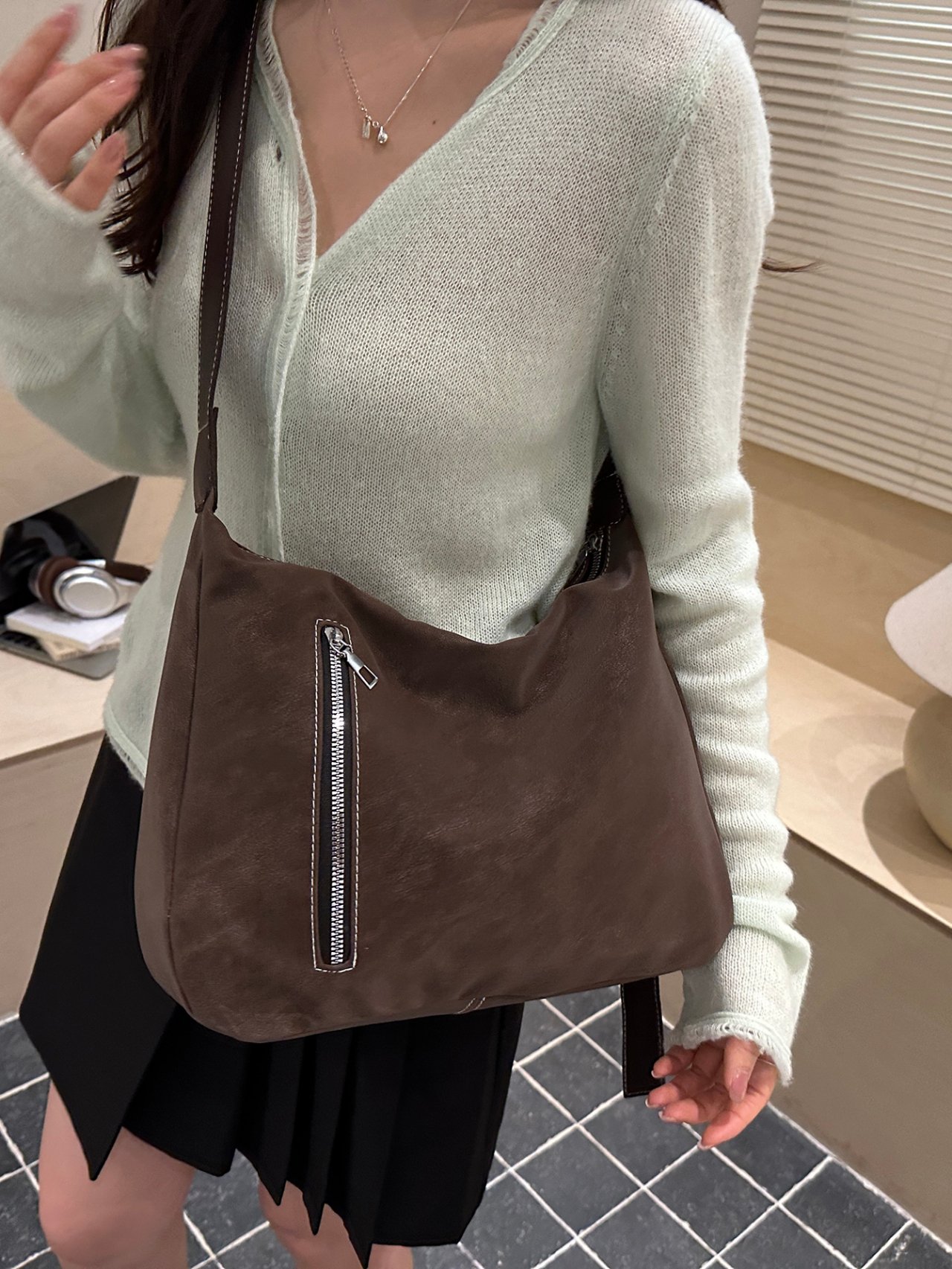 Coffee Brown Crossbody Bag