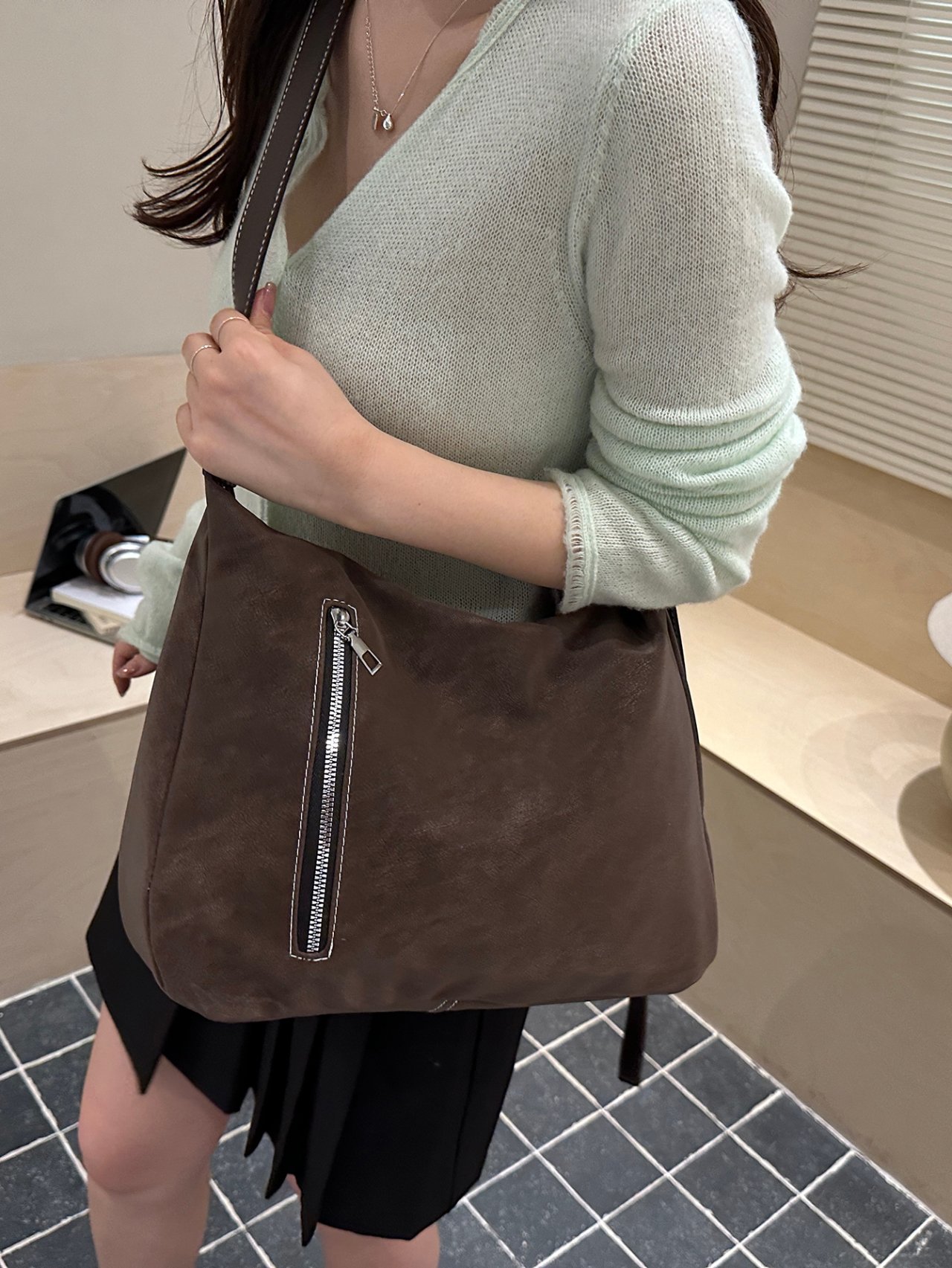 Coffee Brown Crossbody Bag