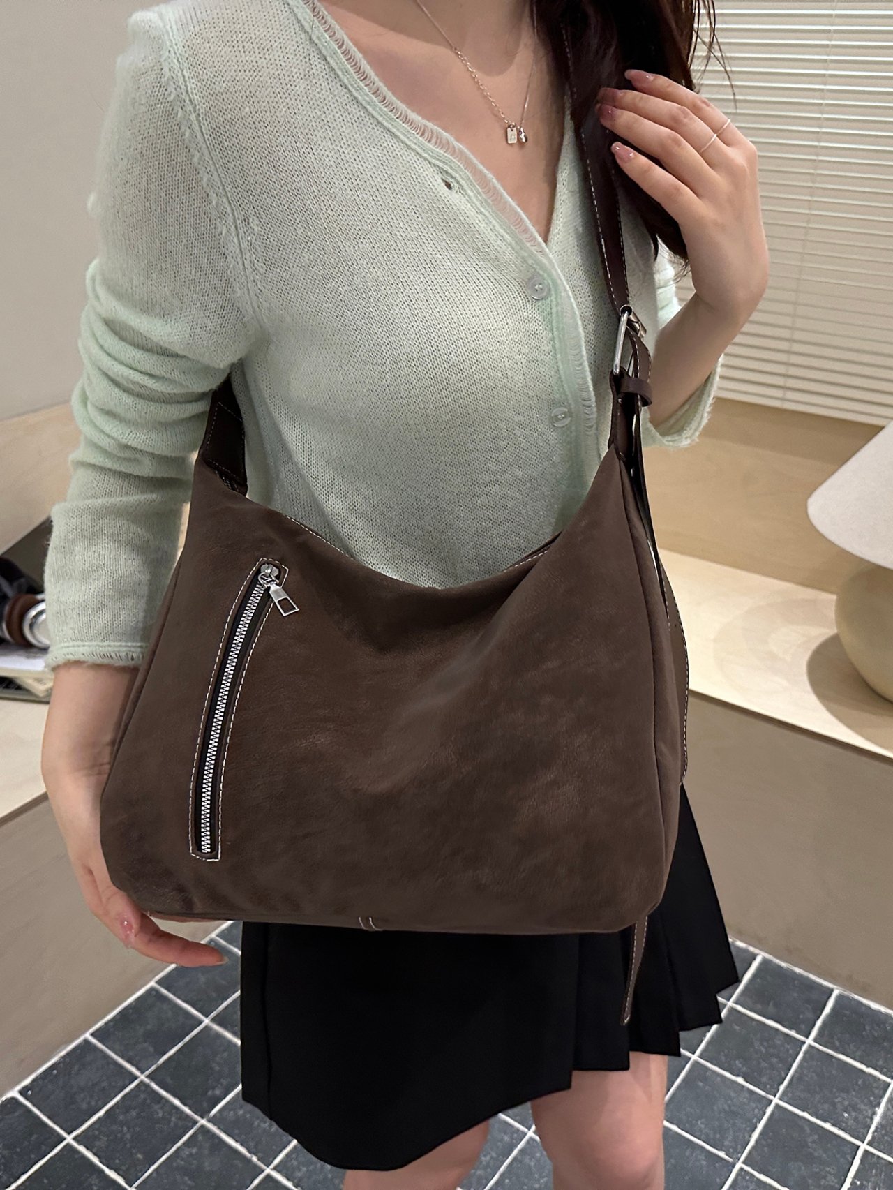 Coffee Brown Crossbody Bag